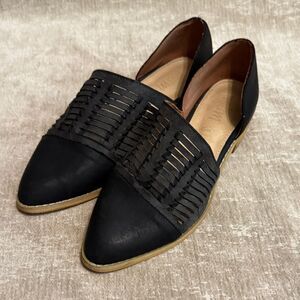 Mi.iM Black Pointed Toe Woven D'Orsay Flats